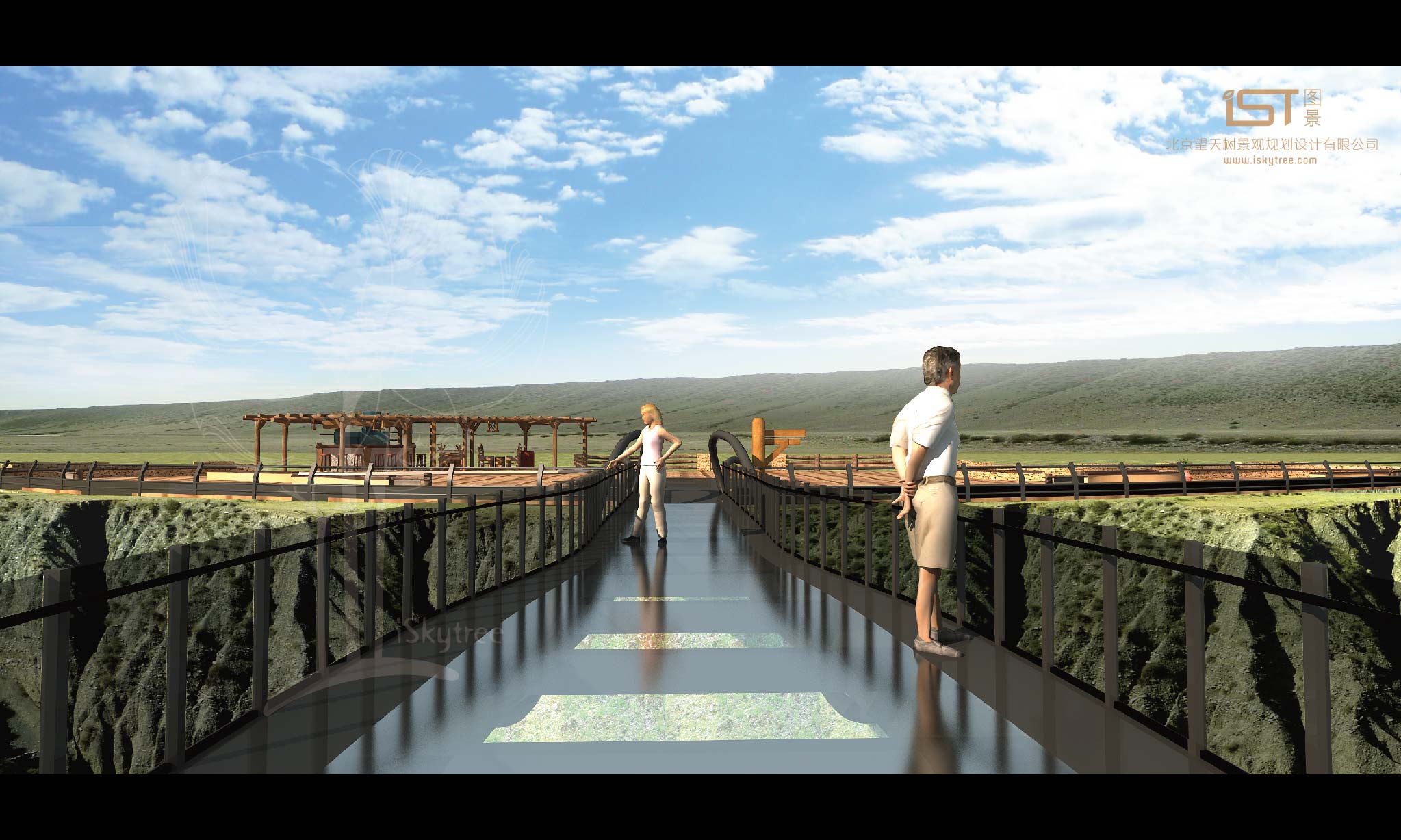 独山子大峡谷景区挑空长廊与观景平台设计方案效果表现