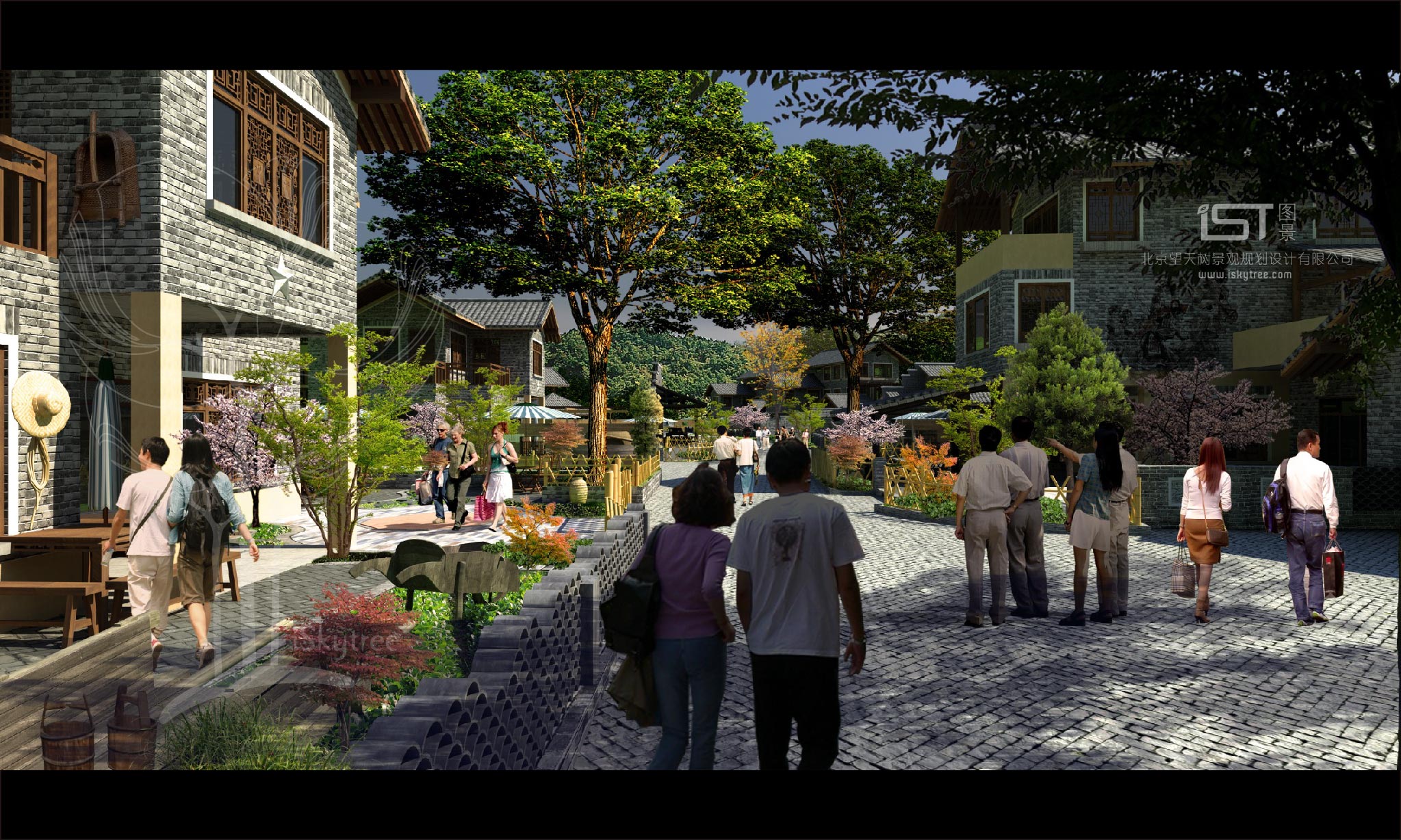 休闲商业步行街建筑景观设计方案效果表现图