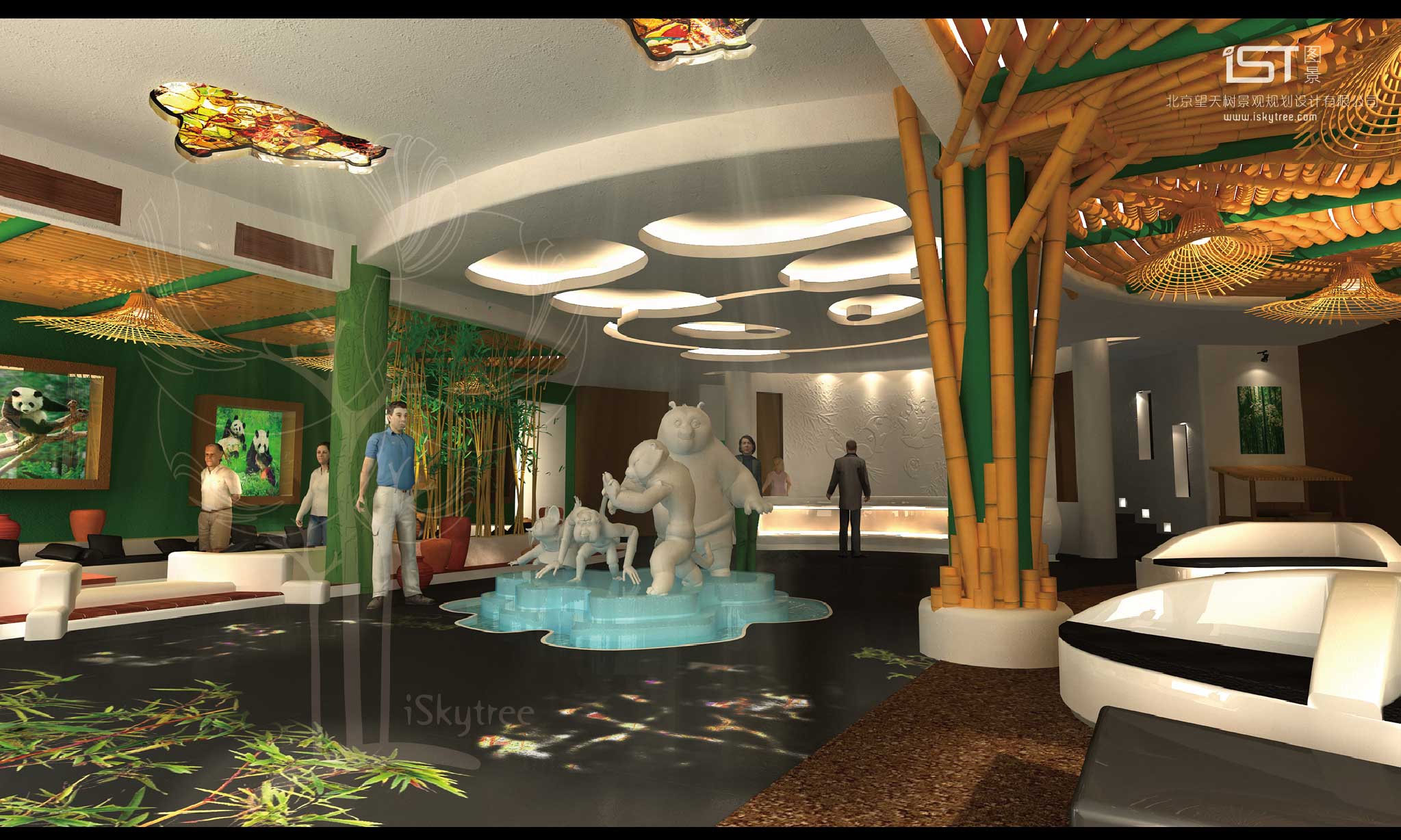 熊猫山庄主题酒店大堂设计方案效果表现