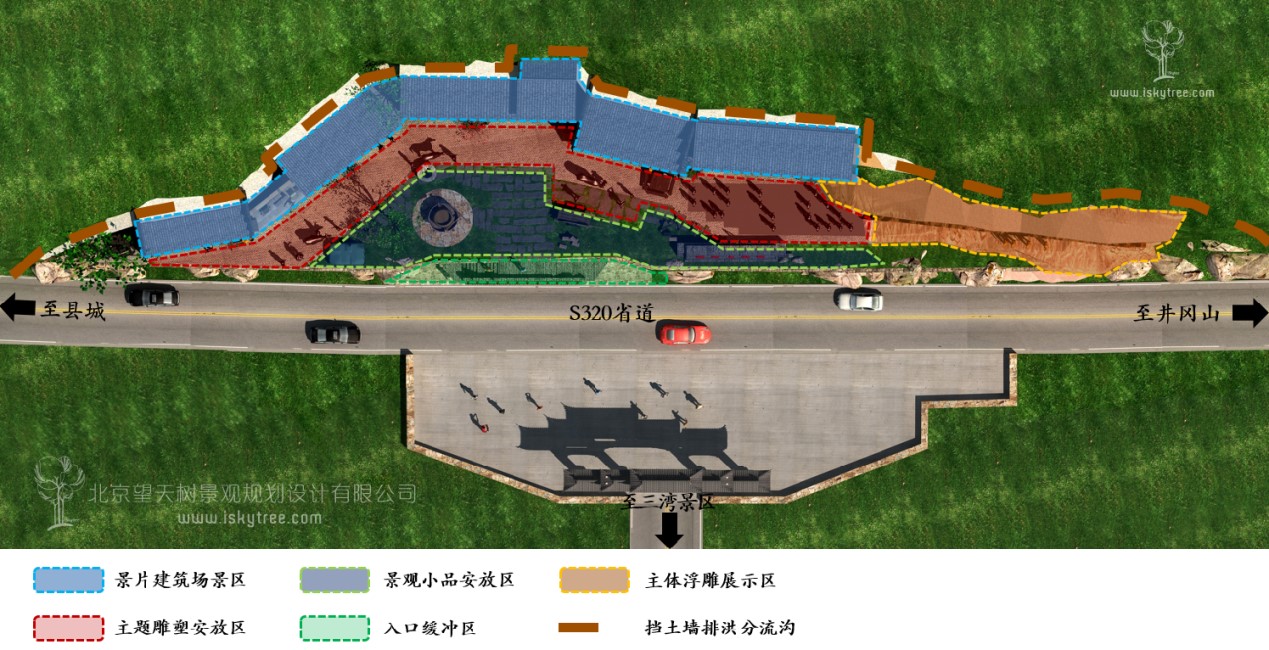 “挥师上井冈”红色文化主题景观节点功能分区图