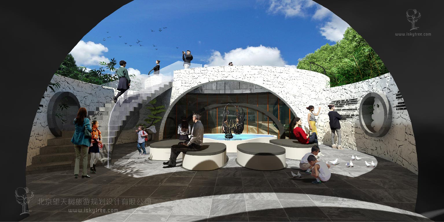 熊猫科普体验馆文化展示区节点建筑景观设计效果表现图