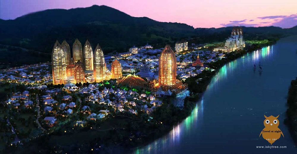 告庄西双景夜景鸟瞰图