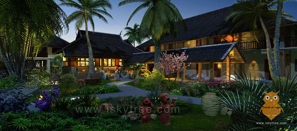 告庄西双景 傣家风情客栈夜游夜景