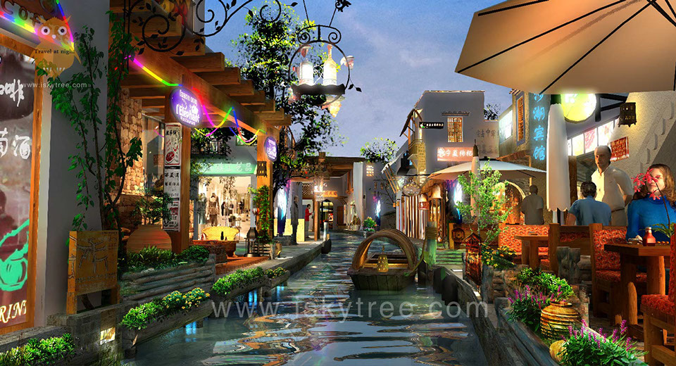 宁夏沙湖风情小镇滨水休闲区夜景设计