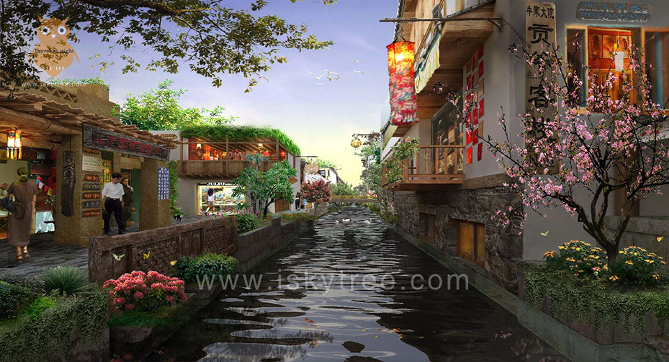 宁夏沙湖风情小镇滨水休闲区夜景设计