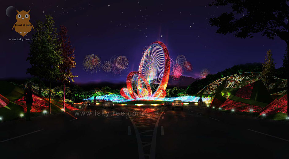 浏阳城市（环岛）主题景观概念性设计夜景表现