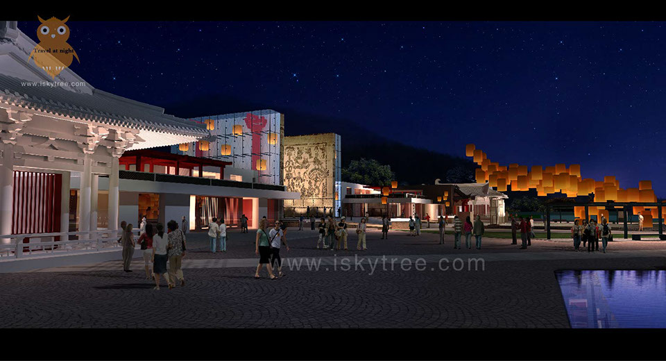 天汉水城旅游区汉山片区孔明灯广场夜景设计