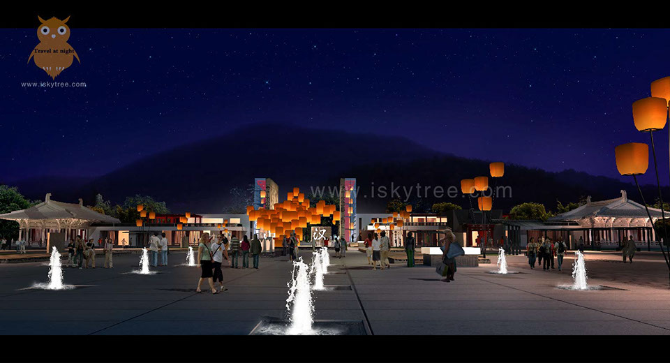 天汉水城旅游区汉山片区孔明灯广场夜景设计