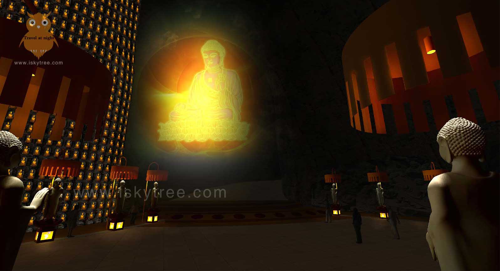 小南海宗教旅游区大佛洞景区3D幻影成像灯光设计